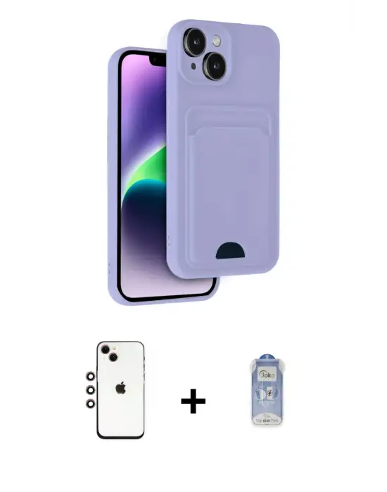 ieg™ iPhone 14 Kılıf Vadi Çizgi Prime - Siyah Joko Magic 5D Cam + Shine Kamera Lens - GI