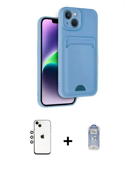 ieg™ iPhone 14 Kılıf Vadi Çizgi Prime - Siyah Joko Magic 5D Cam + Shine Kamera Lens - GI
