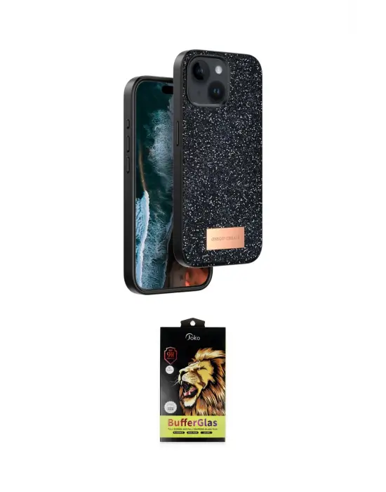 ieg™ iPhone 14 Kılıf Vadi Klasik Serisi - Siyah Buffer Cam Ekran Koruyucu