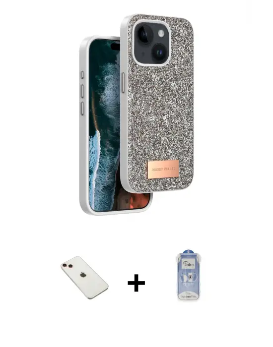 ieg™ iPhone 14 Kılıf Vadi Klasik Serisi - Siyah Joko Magic 5D Cam + Diamond Kamera Lens - KI