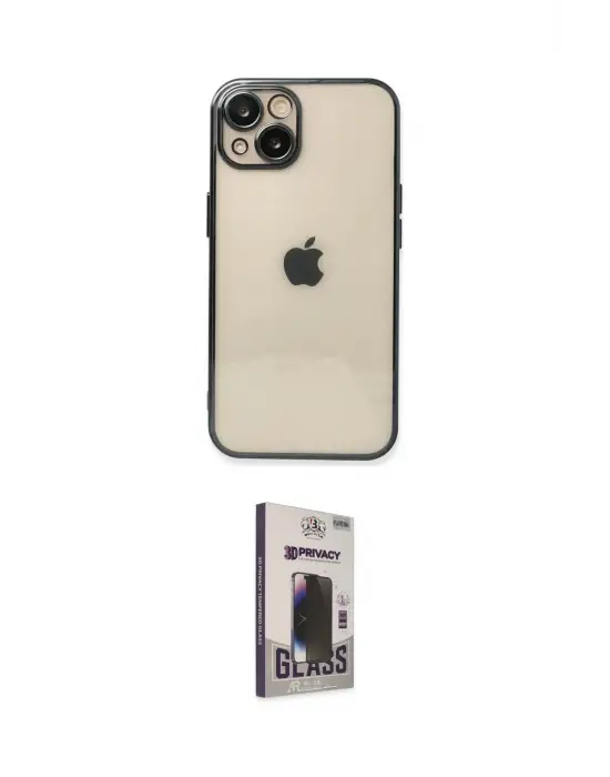 ieg™ iPhone 14 Kılıf Vadi Minimal - Siyah Bilvis Hayalet Cam Ekran Koruyucu