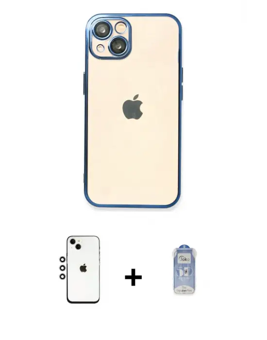 ieg™ iPhone 14 Kılıf Vadi Minimal - Siyah Joko Magic 5D Cam + Shine Kamera Lens - GS