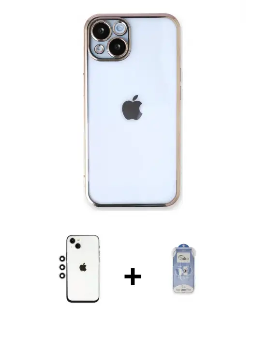 ieg™ iPhone 14 Kılıf Vadi Minimal - Siyah Joko Magic 5D Cam + Shine Kamera Lens - GS
