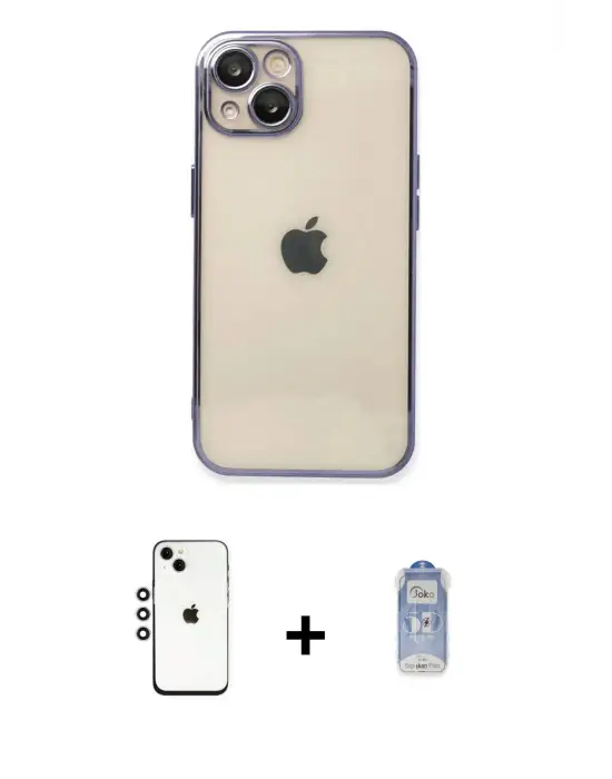 ieg™ iPhone 14 Kılıf Vadi Minimal - Siyah Joko Magic 5D Cam + Shine Kamera Lens - GS