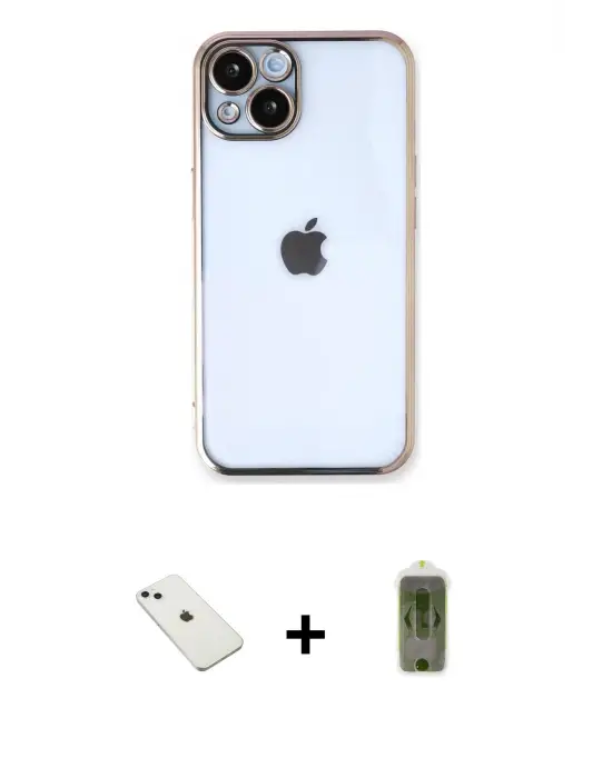 ieg™ iPhone 14 Kılıf Vadi Minimal - Siyah Joko Magic 5D Hayalet Cam + Diamond Kamera Lens - SABE