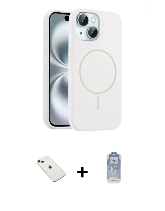 ieg™ iPhone 14 Kılıf Yankı Form Serisi - Siyah Joko Magic 5D Cam + Diamond Kamera Lens - YL