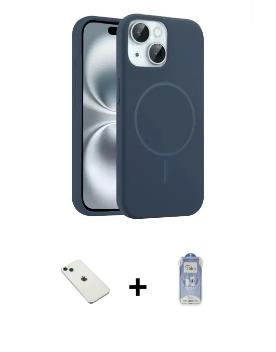 ieg™ iPhone 14 Kılıf Yankı Form Serisi - Siyah Joko Magic 5D Cam + Diamond Kamera Lens - YL