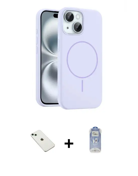 ieg™ iPhone 14 Kılıf Yankı Form Serisi - Siyah Joko Magic 5D Cam + Diamond Kamera Lens - YL
