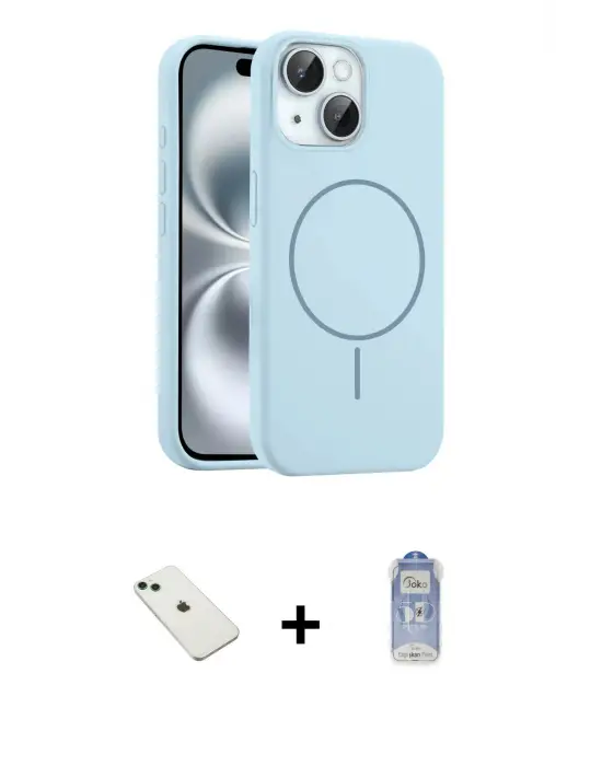 ieg™ iPhone 14 Kılıf Yankı Form Serisi - Siyah Joko Magic 5D Cam + Diamond Kamera Lens - YL