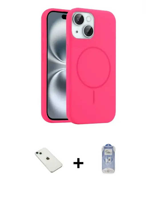 ieg™ iPhone 14 Kılıf Yankı Form Serisi - Siyah Joko Magic 5D Cam + Diamond Kamera Lens - YL