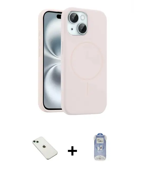 ieg™ iPhone 14 Kılıf Yankı Form Serisi - Siyah Joko Magic 5D Cam + Diamond Kamera Lens - YL