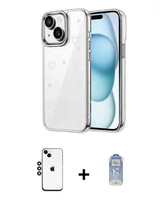 ieg™ iPhone 14 Kılıf Yörünge Form - Siyah Joko Magic 5D Cam + Shine Kamera Lens - SH
