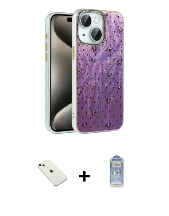ieg™ iPhone 14 Kılıf Zirve Modern Prime - Siyah Joko Magic 5D Cam + Diamond Kamera Lens - PE