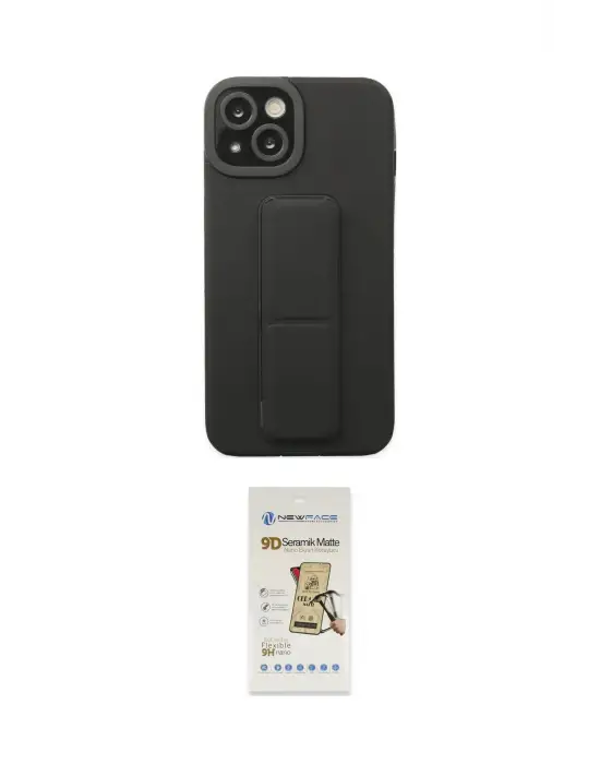 ieg™ iPhone 14 Plus Kılıf Çekirdek Yansıma - Siyah Mat Seramik Nano Ekran Koruyucu