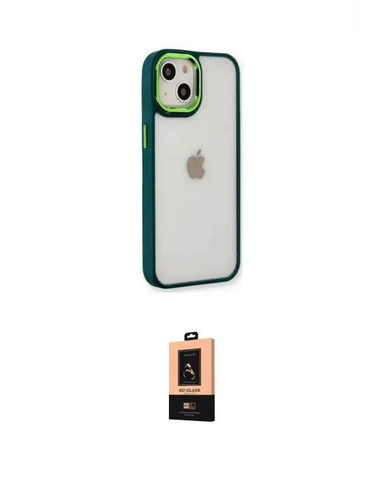 ieg™ iPhone 14 Plus Kılıf Eksen Doku Prime - Şeffaf Maxco Cam Ekran Koruyucu
