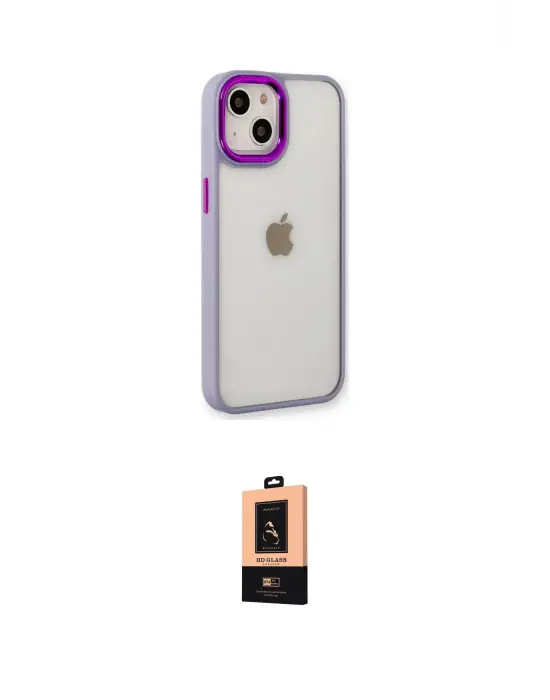 ieg™ iPhone 14 Plus Kılıf Eksen Doku Prime - Şeffaf Maxco Cam Ekran Koruyucu
