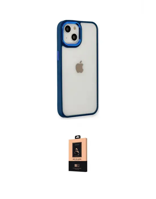 ieg™ iPhone 14 Plus Kılıf Eksen Doku Prime - Şeffaf Maxco Cam Ekran Koruyucu