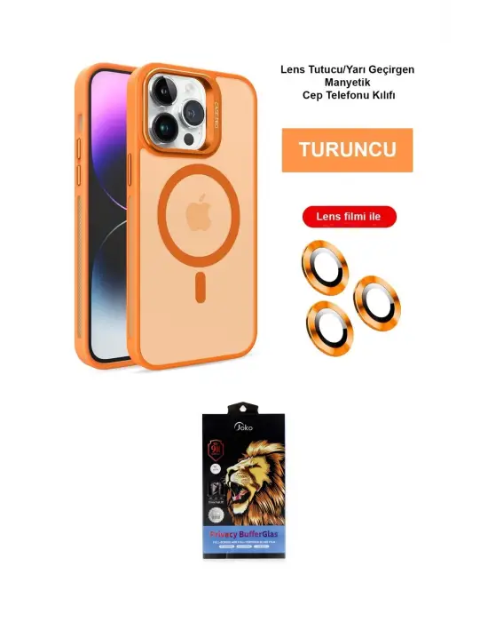 ieg™ iPhone 14 Pro Kılıf Akış Form - Siyah Buffer Hayalet Cam Ekran Koruyucu