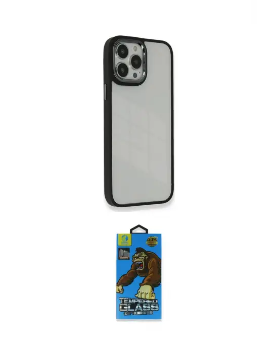 ieg™ iPhone 14 Pro Kılıf Eksen Doku Prime - Siyah 18D Cam Ekran Koruyucu