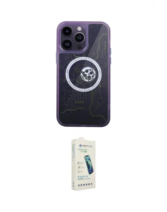 ieg™ iPhone 14 Pro Kılıf İz Form - Şeffaf Pasifik Cam Ekran Koruyucu