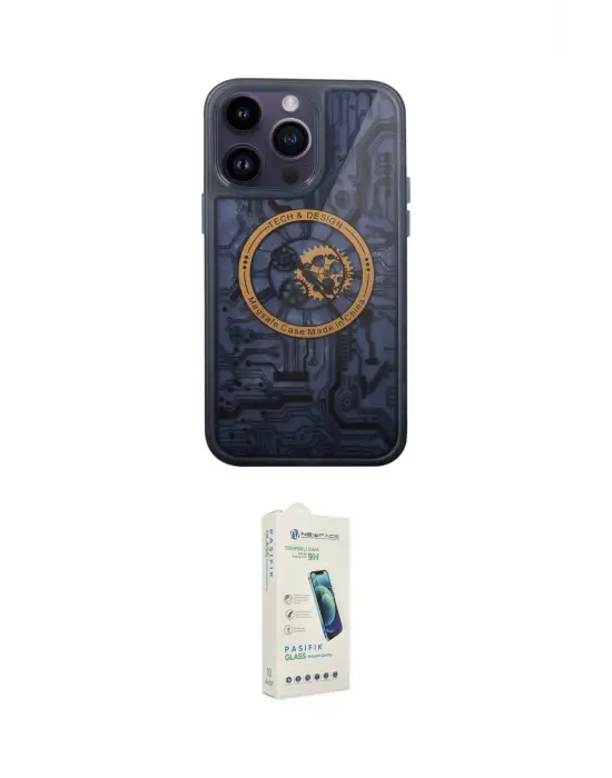 ieg™ iPhone 14 Pro Kılıf İz Form - Şeffaf Pasifik Cam Ekran Koruyucu