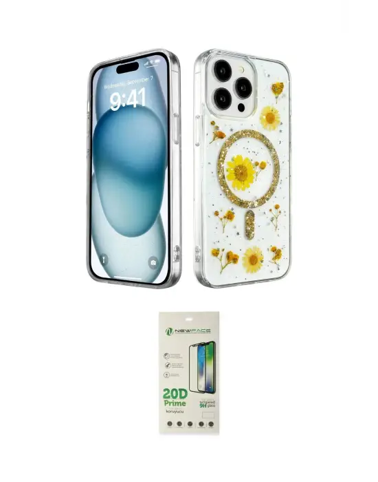 ieg™ iPhone 14 Pro Kılıf Kozmos Doku - Siyah 20D Premium Cam Ekran Koruyucu