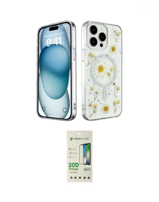 ieg™ iPhone 14 Pro Kılıf Kozmos Doku - Siyah 20D Premium Cam Ekran Koruyucu