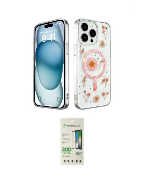 ieg™ iPhone 14 Pro Kılıf Kozmos Doku - Siyah 20D Premium Cam Ekran Koruyucu