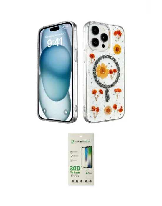 ieg™ iPhone 14 Pro Kılıf Kozmos Doku - Siyah 20D Premium Cam Ekran Koruyucu