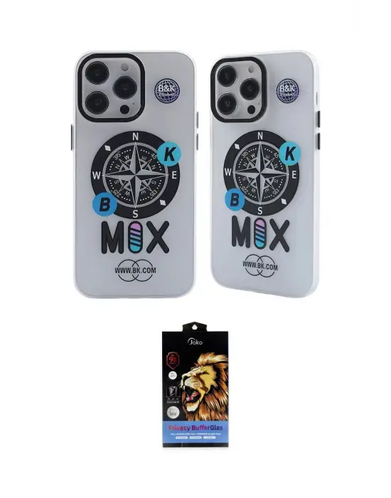 ieg™ iPhone 14 Pro Kılıf Nova Doku Koleksiyonu - Siyah Buffer Hayalet Cam Ekran Koruyucu