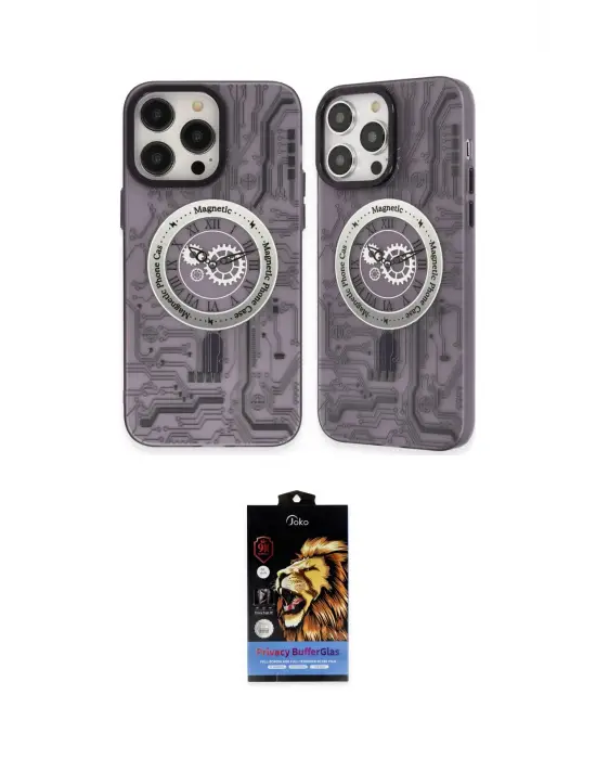 ieg™ iPhone 14 Pro Kılıf Nova Doku Koleksiyonu - Siyah Buffer Hayalet Cam Ekran Koruyucu