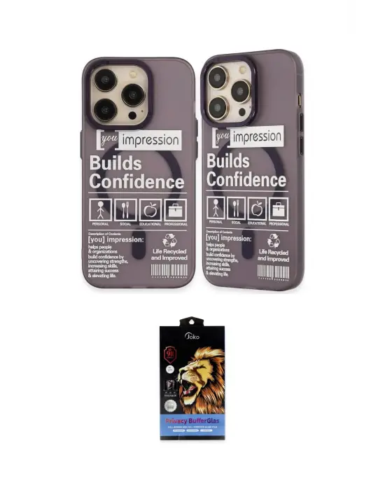 ieg™ iPhone 14 Pro Kılıf Nova Doku Koleksiyonu - Siyah Buffer Hayalet Cam Ekran Koruyucu