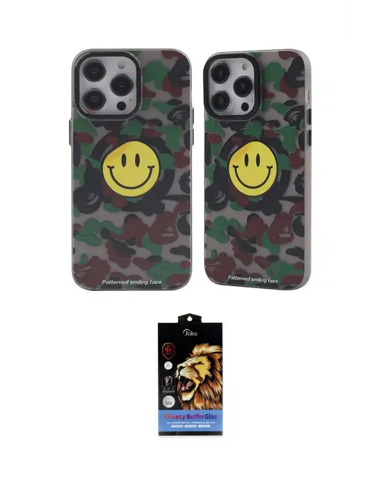 ieg™ iPhone 14 Pro Kılıf Nova Doku Koleksiyonu - Siyah Buffer Hayalet Cam Ekran Koruyucu