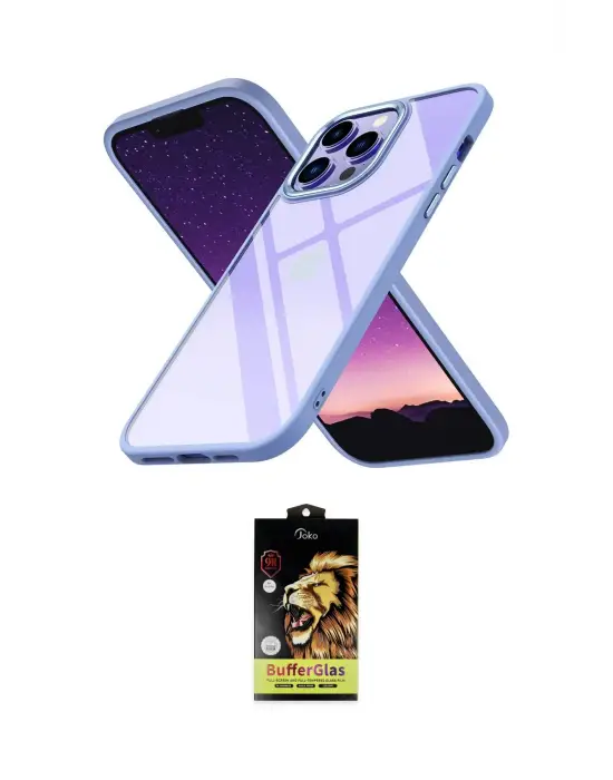 ieg™ iPhone 14 Pro Kılıf Nova Işık Serisi - Siyah Buffer Cam Ekran Koruyucu