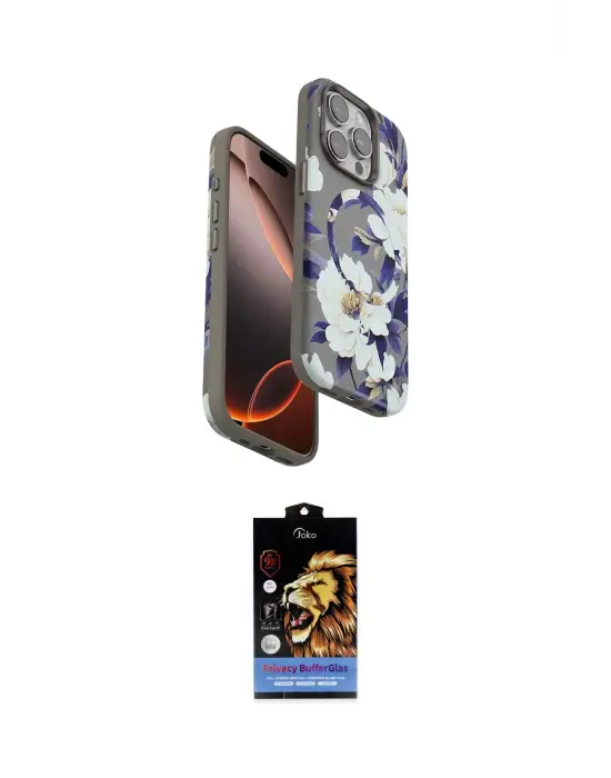 ieg™ iPhone 14 Pro Kılıf Siluet Doku - Siyah Buffer Hayalet Cam Ekran Koruyucu