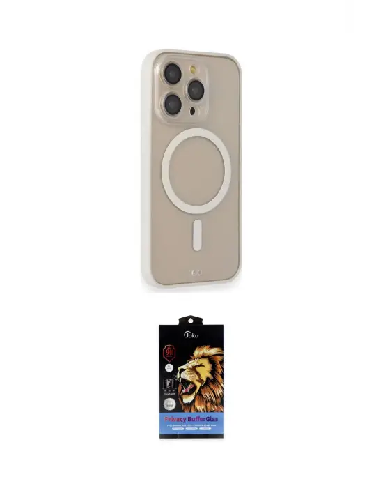 ieg™ iPhone 14 Pro Kılıf Siluet Işık Koleksiyonu - Siyah Buffer Hayalet Cam Ekran Koruyucu