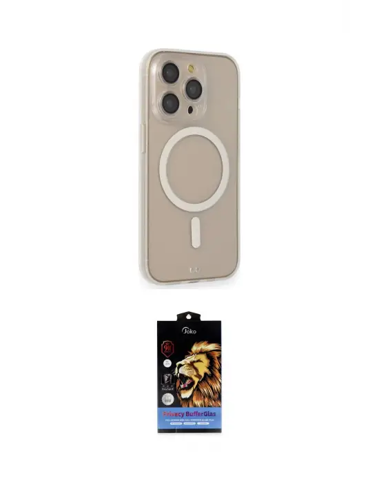 ieg™ iPhone 14 Pro Kılıf Siluet Işık Koleksiyonu - Siyah Buffer Hayalet Cam Ekran Koruyucu