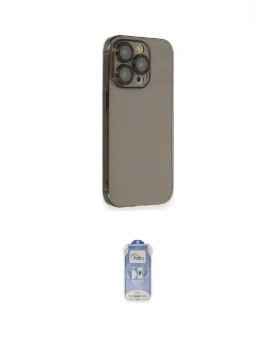 ieg™ iPhone 14 Pro Kılıf Siluet Minimal Özel Seri - Siyah Joko Magic 5D Cam