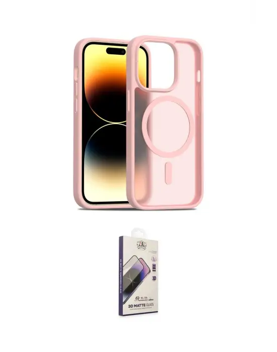ieg™ iPhone 14 Pro Kılıf Siluet Minimal Prime - Siyah Bilvis 3D Mat Cam Ekran Koruyucu