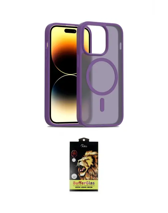 ieg™ iPhone 14 Pro Kılıf Siluet Minimal Prime - Siyah Buffer Cam Ekran Koruyucu