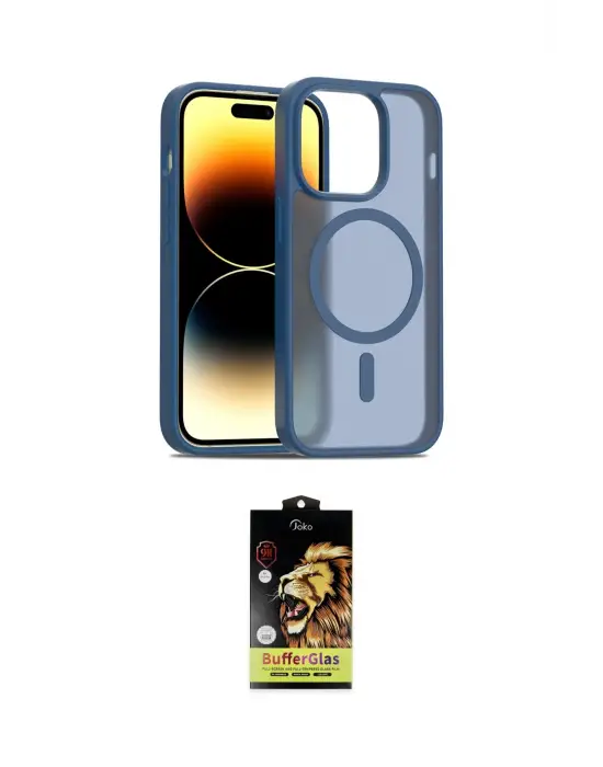 ieg™ iPhone 14 Pro Kılıf Siluet Minimal Prime - Siyah Buffer Cam Ekran Koruyucu