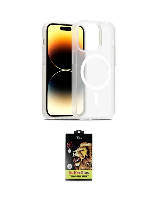 ieg™ iPhone 14 Pro Kılıf Siluet Minimal Prime - Siyah Buffer Cam Ekran Koruyucu