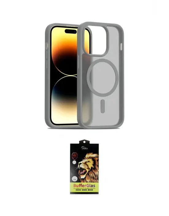 ieg™ iPhone 14 Pro Kılıf Siluet Minimal Prime - Siyah Buffer Cam Ekran Koruyucu