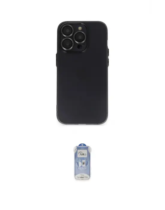 ieg™ iPhone 14 Pro Kılıf Ufuk Minimal Özel Seri - Siyah Joko Magic 5D Cam
