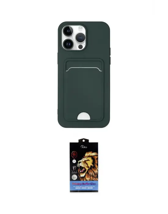 ieg™ iPhone 14 Pro Kılıf Vadi Çizgi Prime - Siyah Buffer Hayalet Cam Ekran Koruyucu
