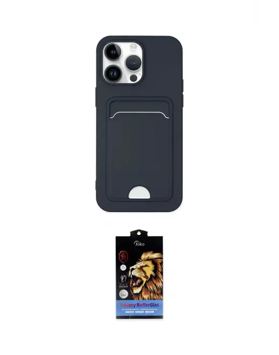 ieg™ iPhone 14 Pro Kılıf Vadi Çizgi Prime - Siyah Buffer Hayalet Cam Ekran Koruyucu