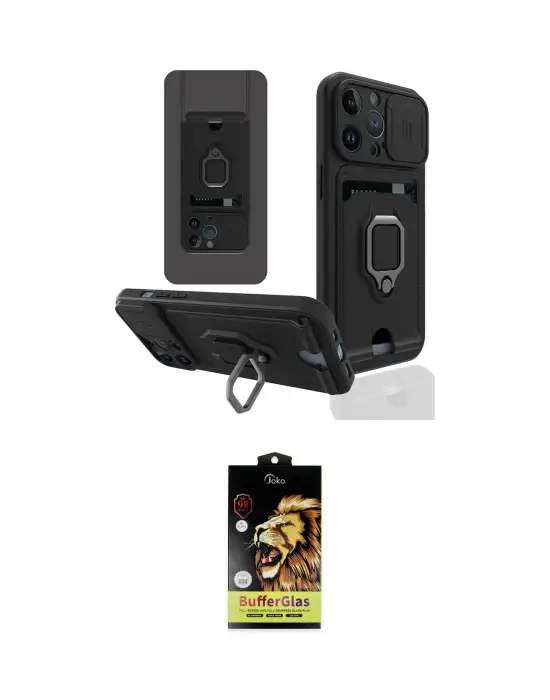 ieg™ iPhone 14 Pro Kılıf Vadi Form Prime - Siyah Buffer Cam Ekran Koruyucu