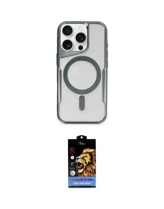 ieg™ iPhone 14 Pro Kılıf Yadigar Klasik Özel Seri - Siyah Buffer Hayalet Cam Ekran Koruyucu