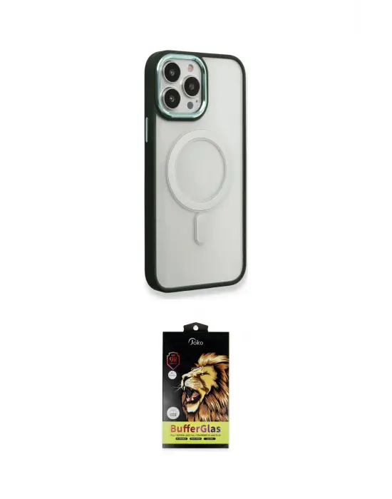 ieg™ iPhone 14 Pro Kılıf Yankı Işık Özel Seri - Siyah Buffer Cam Ekran Koruyucu