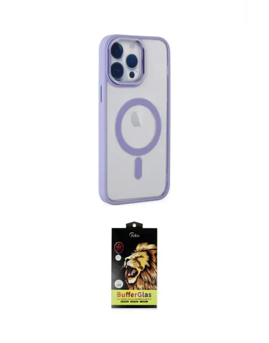 ieg™ iPhone 14 Pro Kılıf Yankı Işık Özel Seri - Siyah Buffer Cam Ekran Koruyucu